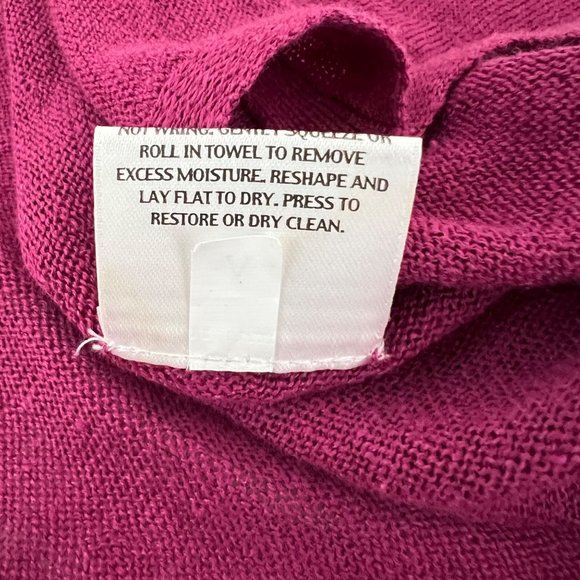 Eileen Fisher Womens Linen Silk Open Front Cardigan Sweater Raspberry size Small - Picture 11 of 12